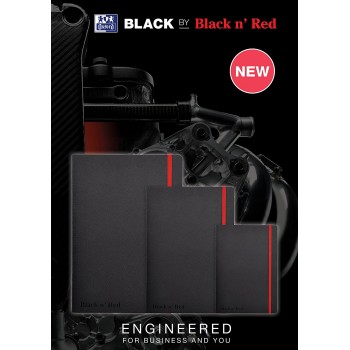 Oxford Black n' Red A5 Soft Cover Casebound Business Journal Ruled & Numbered 144 Page Black