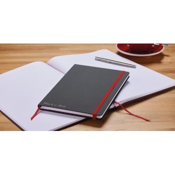 Oxford Black n' Red A5 Soft Cover Casebound Business Journal Ruled & Numbered 144 Page Black
